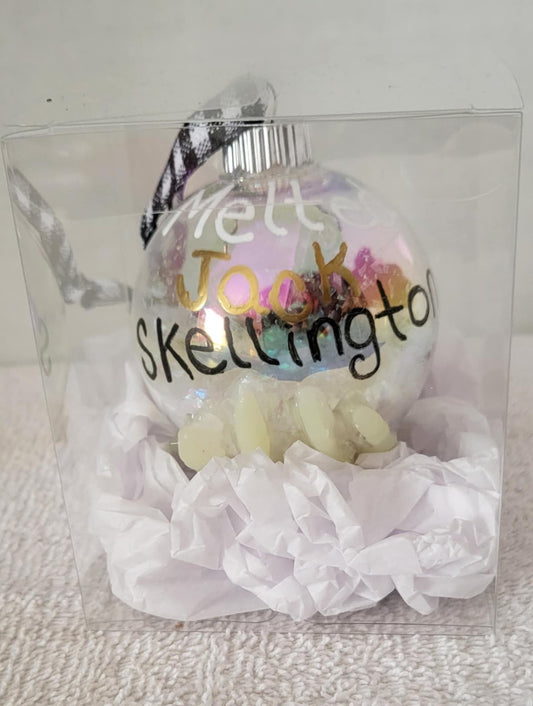 Melted Jack Skellington inspired Ornaments