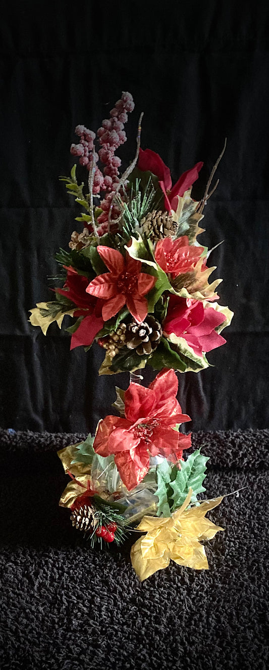 Red Poinsettia lighted centerpiece
